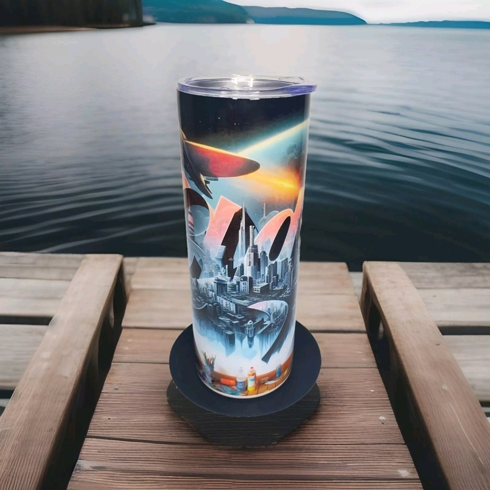 Space City Graffiti Art 20oz Skinny Stainless Steel Tumbler – Handmade